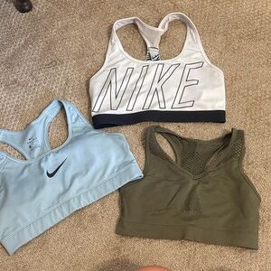 Nike Trio: White, Light Blue & Olive Green Sports Bras